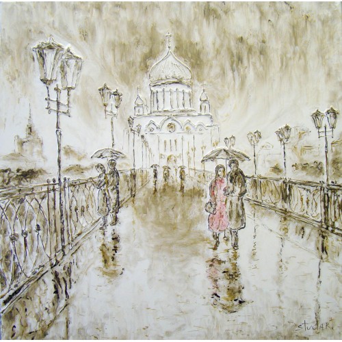 "Лужков" мост", холст, масло, 90x90 см, 2008 г.