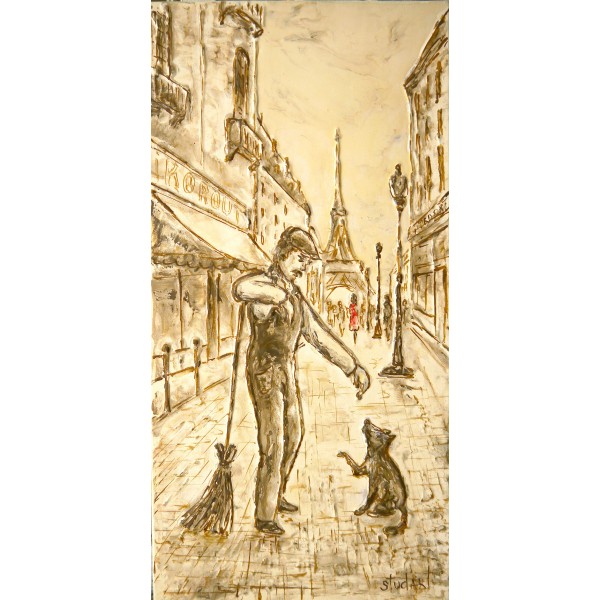 "Парижский дворник", холст, масло, 60x30 см, 2008 г.